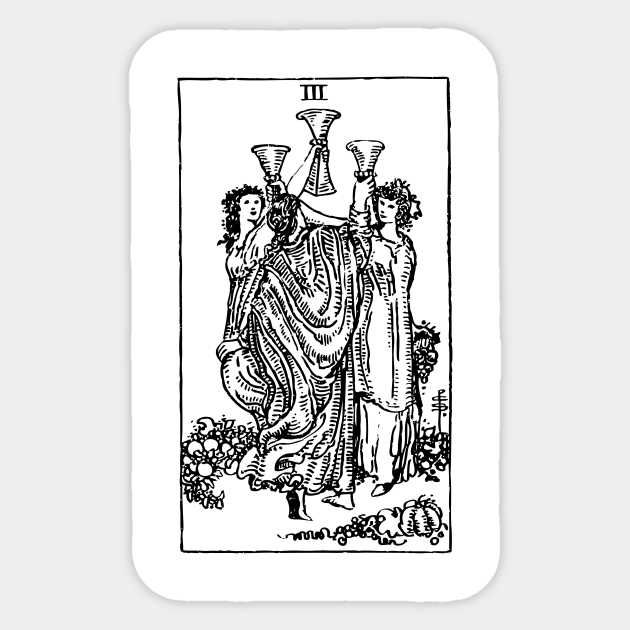 Tarot Card 3 of Cups Three of Cups Tarot Card 3 Cups Sticker